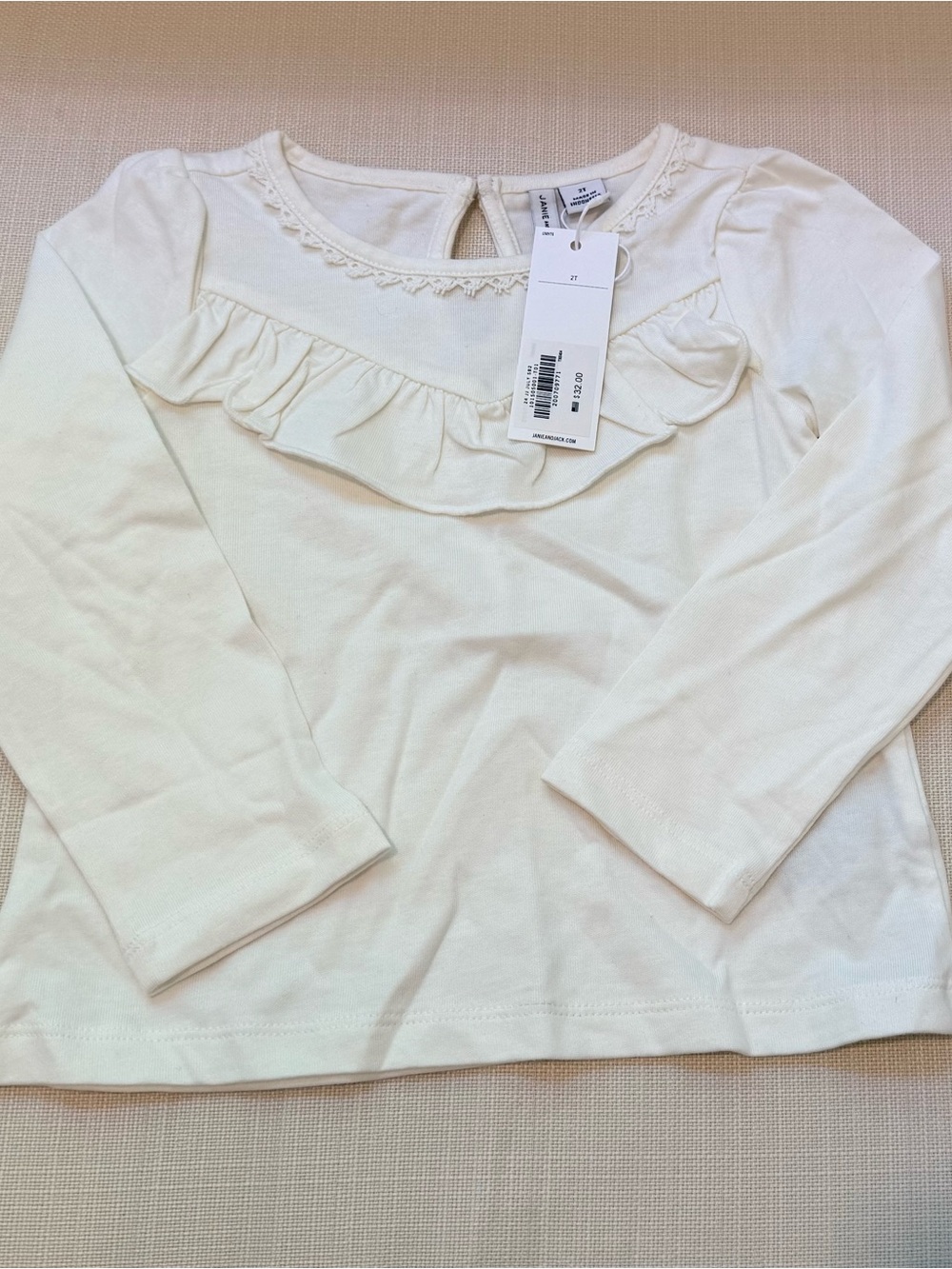 Janie and Jack Cream Ruffle Long Sleeve Top